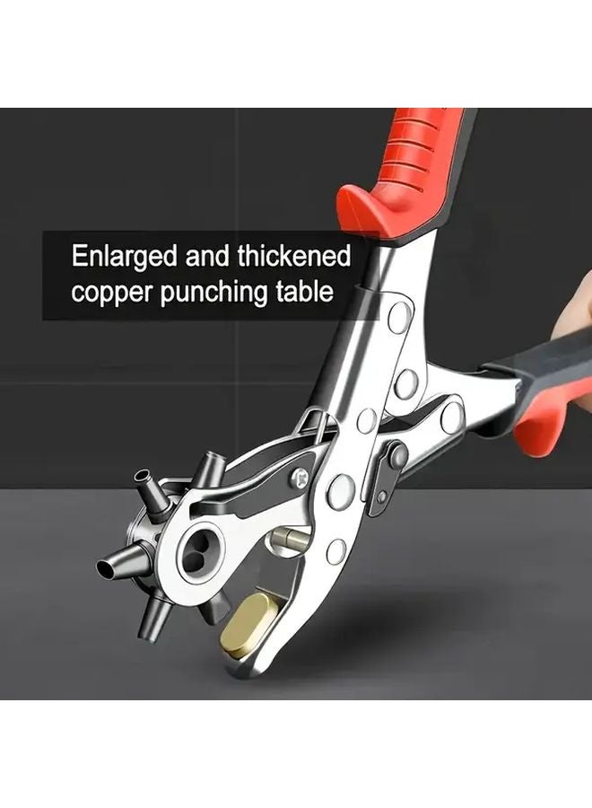 Heavy Duty Metal Hole Punch Pliers Red Handle Ergonomic Design For Belt Making Tool - Image 3