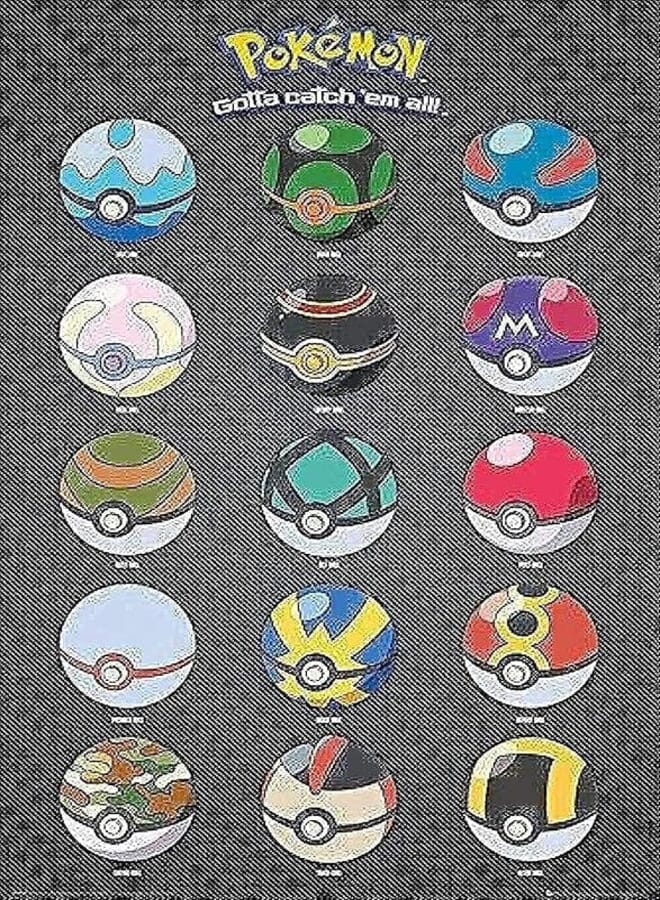 Pokeballs Pokemon Maxi Poster, Multi-Colour