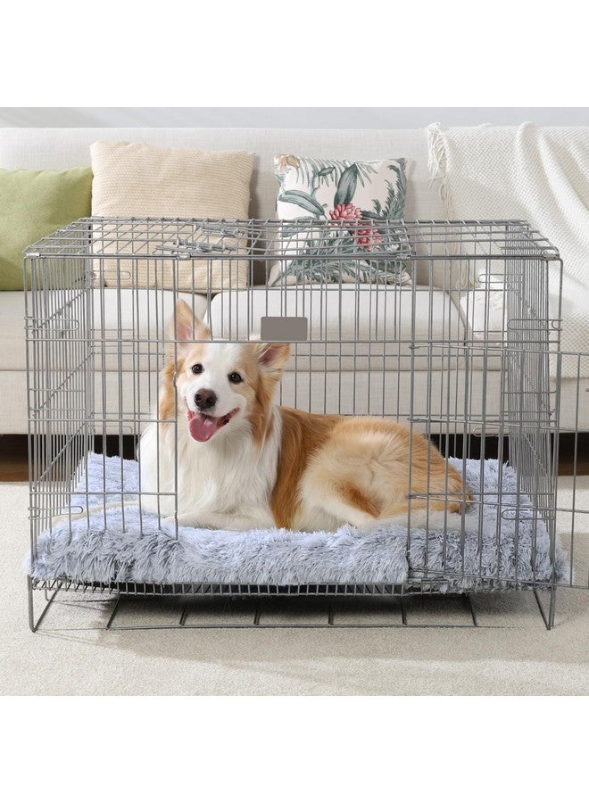Vonabem Large Dog Bed Crate Pad 36 inch, Washable Pet Crate Beds Large Medium Small Sized Dogs, Deluxe Plush Anti-Slip Dog Mats for Sleeping, Soft Kennel Pad 35 * 23 inch Grey - Image 3