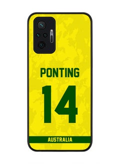 Rugged Black Edge Case for Redmi Note 10 Pro 4G, Slim fit Soft Case Flexible Rubber Edges Thin Cover - Player Name - Ricky Ponting, Jersey Number- 14