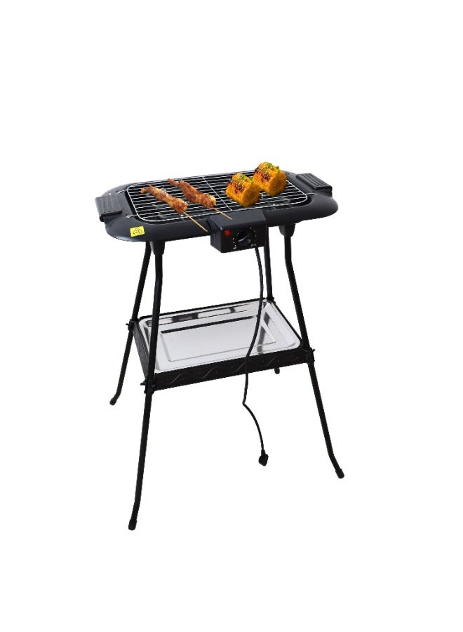 DENX 2000W Electric BBQ Grill DX3438 with Adjustable Temperature Control, Freestanding Barbecue Stand, Durable Stainless Steel Cooking Rack, Practical Lower Storage Tray, Wind Deflector and Easy-Clean Construction for Indoor and Outdoor Use - Image 1