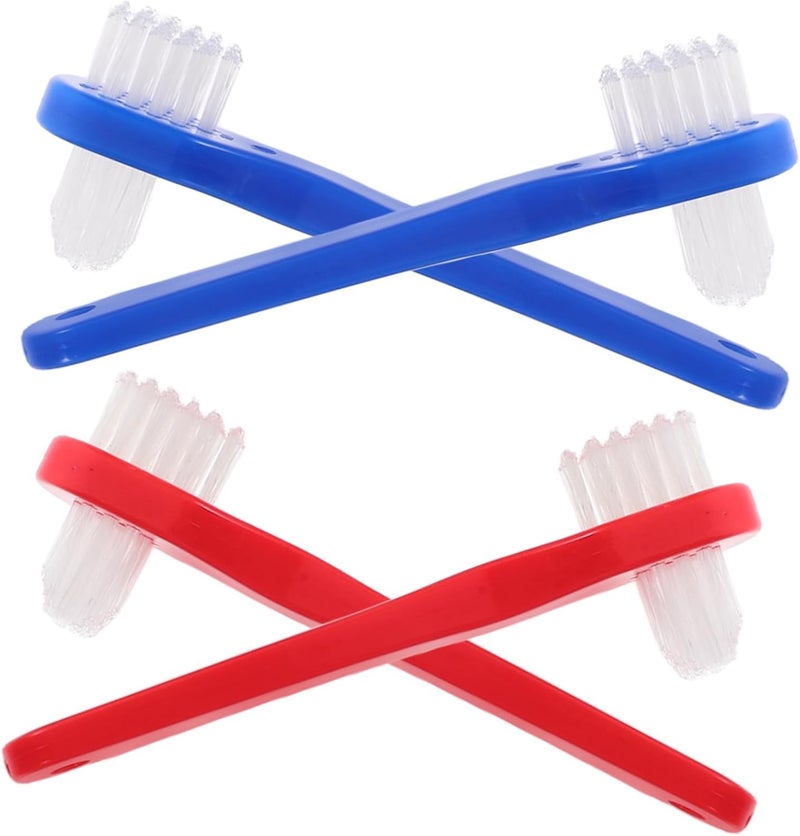 ORFOFE 4pcs Denture Brush Toothbrush for Travel Soft Bristle Denture Cleaning Brush Set Case - Image 1