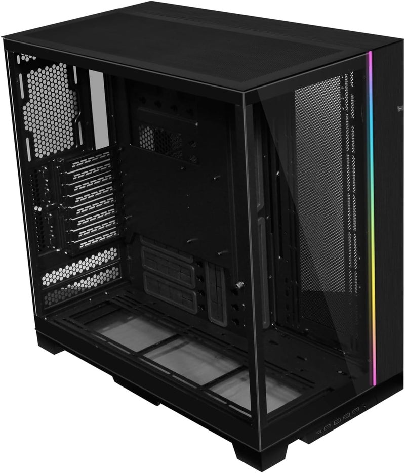 حالة اللعب Lian Li O11 Dynamic EVO XL Black Tower - تصميم غرفتين، تدعم مراوح تبريد بحجم 420 مم حتى 3 وحدة، 11 مروحة، و7 وحدات تخزين، ألواح أمامية وجانبية من الزجاج المقوى، إضاءة RGB قابلة للتحكم. - Image 3