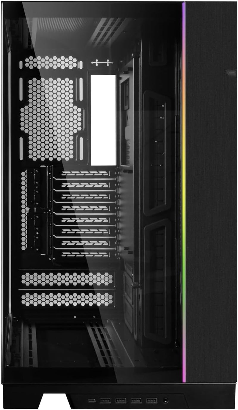 حالة اللعب Lian Li O11 Dynamic EVO XL Black Tower - تصميم غرفتين، تدعم مراوح تبريد بحجم 420 مم حتى 3 وحدة، 11 مروحة، و7 وحدات تخزين، ألواح أمامية وجانبية من الزجاج المقوى، إضاءة RGB قابلة للتحكم. - Image 4