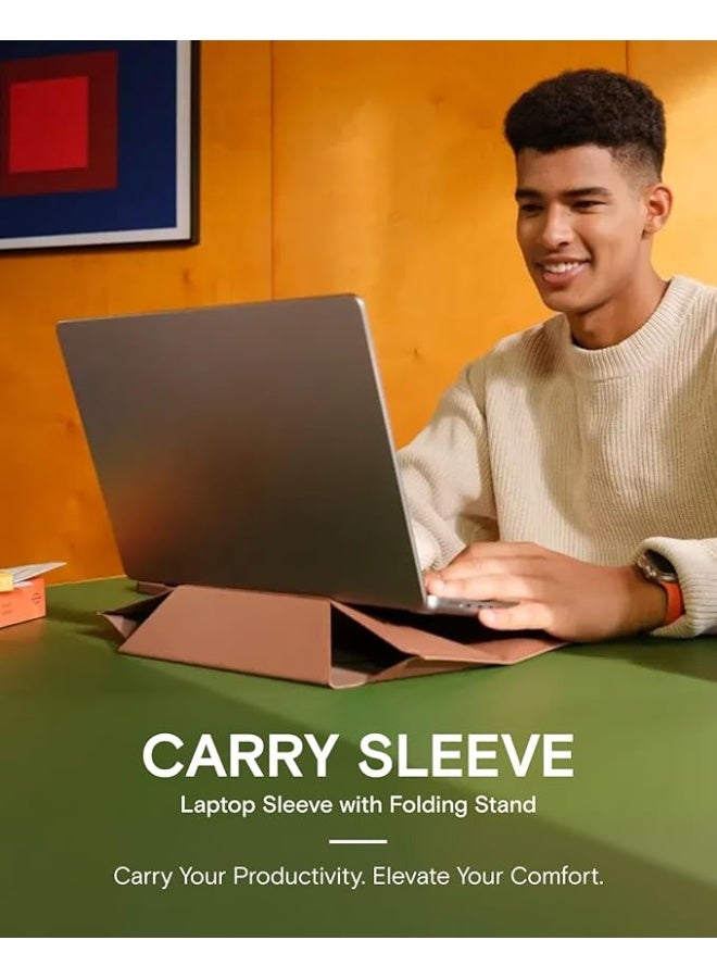 موفت جراب لحمل الكمبيوتر المحمول وحامل غير مرئي، مساحة تخزين قابلة للتوسيع، زاويتان قابلتان للتعديل، قطع أنيقة فائقة النحافة - Image 2