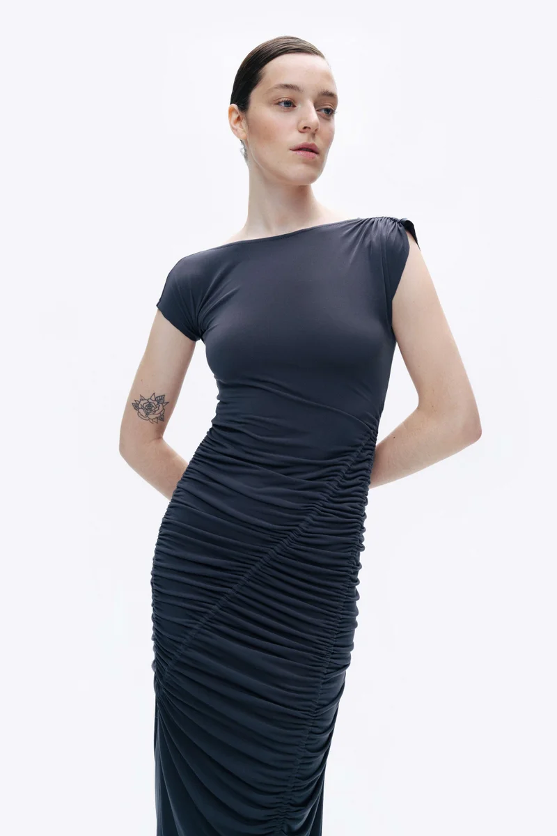 Nocturne Draped Pleated Maxi Dress