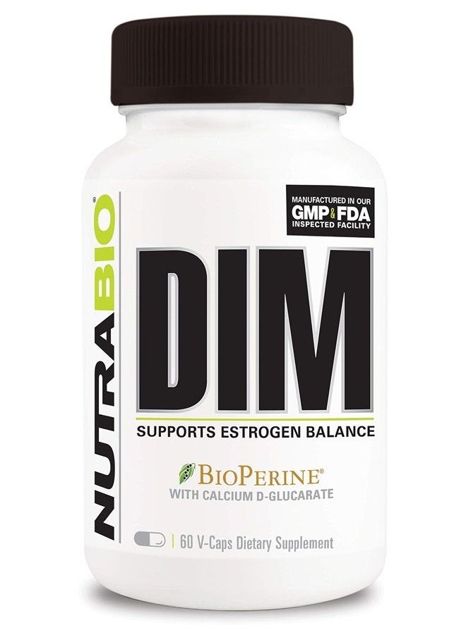 NutraBio DIM Supplement, Supports Estrogen Balance, 100mg - 60 Vegetable Capsules  - Image 1