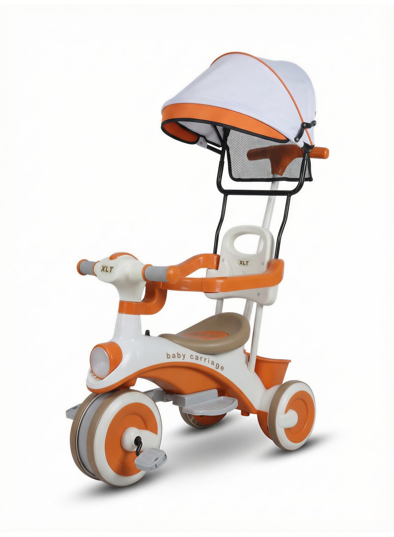 3-in-1 Baby Trike Convertible Stroller Tricycle (Baby Carriage) - Toddler Push Trike with Parent Handle Steering, Removable Sun Canopy, and Secure Seat - Ideal for Infants and Young Children.