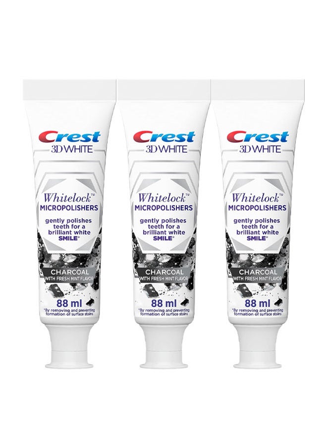Crest 3D White Whitelock Micropolisher Toothpaste - Charcoal with Fresh Mint Flavor 88ml Pack of 3  - Image 1