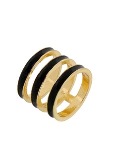 Tribal Enamel Triple Ring Black