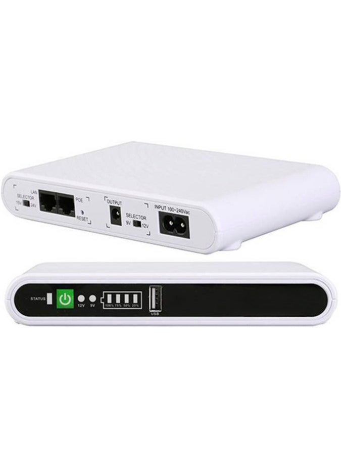 REBENUO DC Mini UPS POE-432P Battery Backup Uninterrupted Power Supply Built-in 10000mAh for Wi-Fi Modem Router CCTV Battery pack with Output Power 17W Output USB 5V 1A DC 9V/12V/1A POE 15V/24V 0.6A(white)  - Image 1