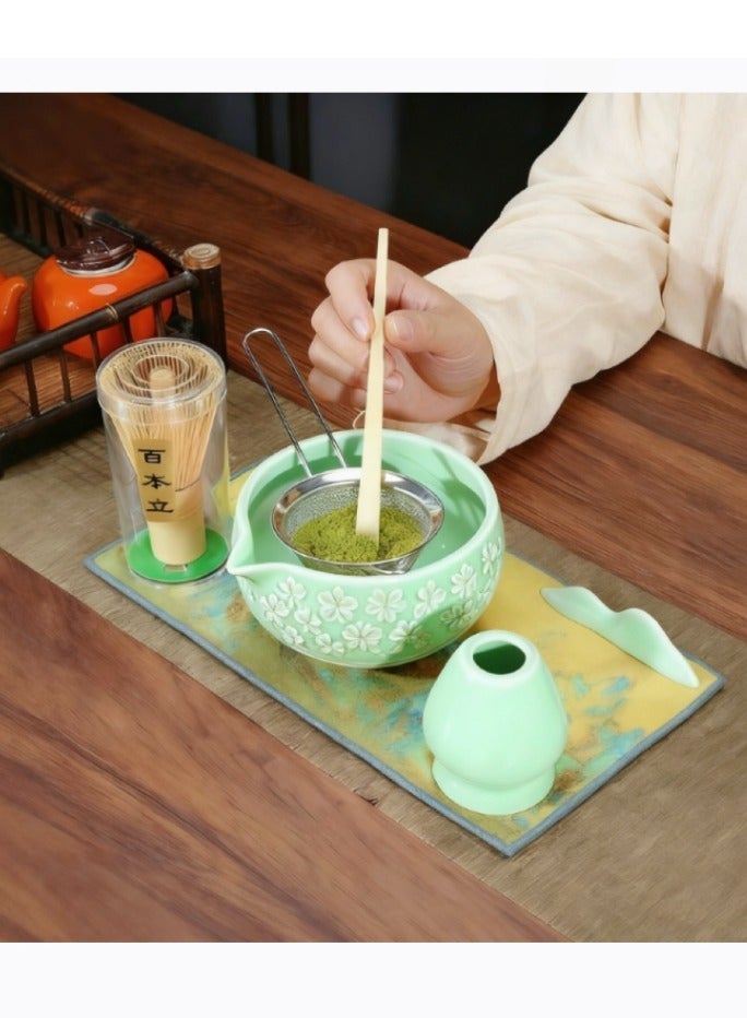 YUFAN Matcha Whisk Set 5 Pieces Traditional Bamboo Whisk Kit with Bowl Pouring Spout Whisk Holder Spoon Strainer Elegant Matcha Tea Set for Gift Personal Everyday Use - Image 3