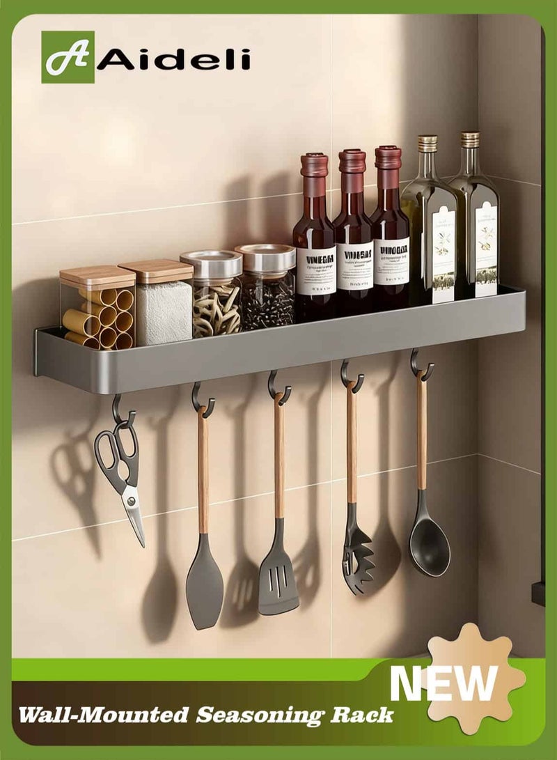 أديلي رف توابل حائطي مثبت باللصق أو البراغي - منظّم لتوفير المساحة (رمادي غون) - Image 1