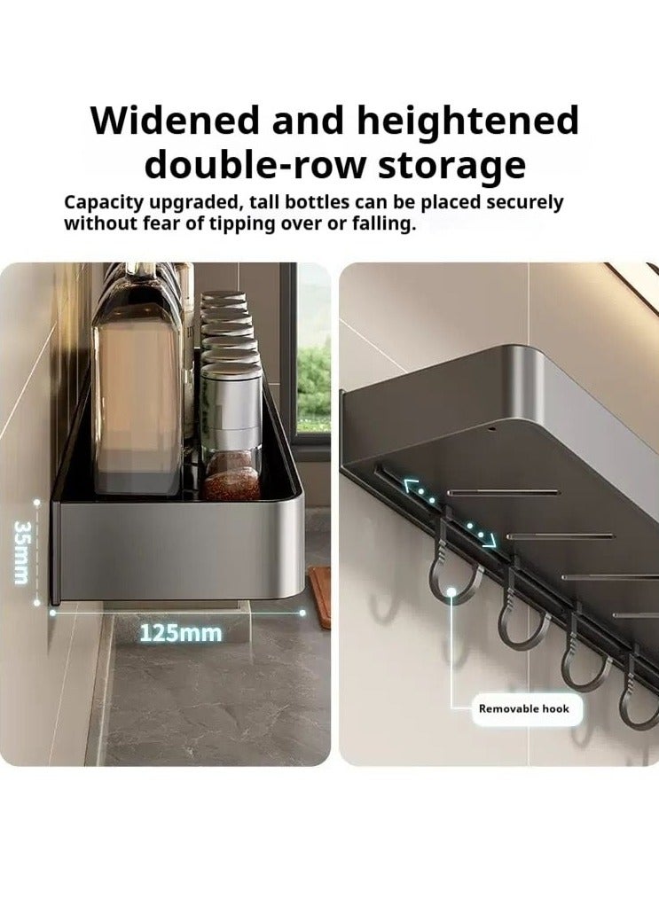 أديلي رف توابل حائطي مثبت باللصق أو البراغي - منظّم لتوفير المساحة (رمادي غون) - Image 2