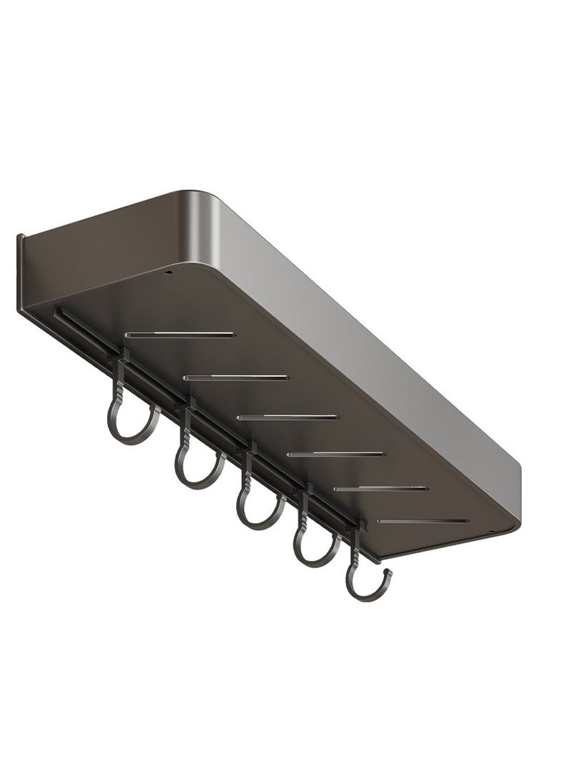 Aideli Hanging Spice Rack Wall Mount Kitchen Spice Rack Wall Hanging Utensil Holder with 5 Hooks Wall Hanging Storage Rack Organizer Shelf  - Image 1