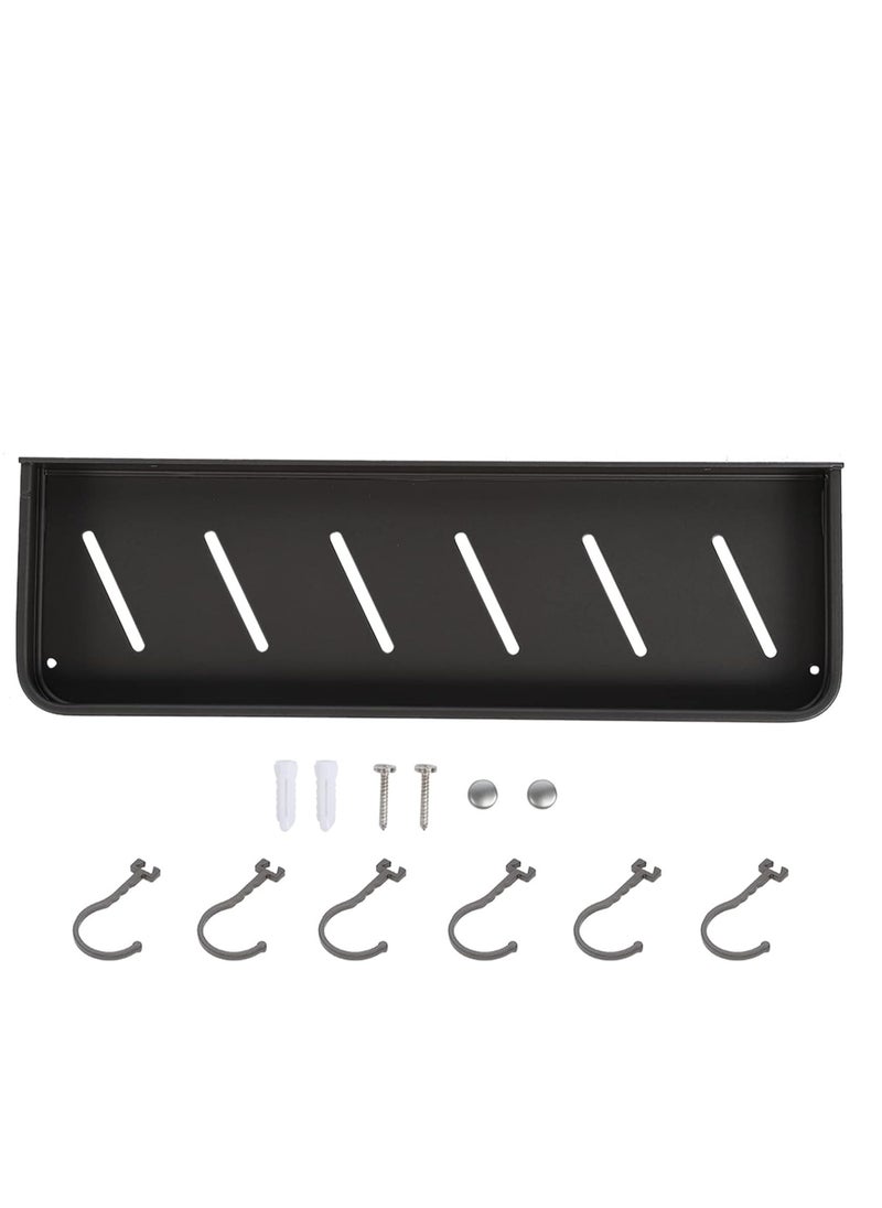 Aideli Hanging Spice Rack Wall Mount Kitchen Spice Rack Wall Hanging Utensil Holder with 5 Hooks Wall Hanging Storage Rack Organizer Shelf  - Image 2