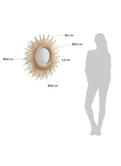 لوفت مرآة دائرية باطار خشبي، 60×3×60، خشب، بلوط AA5083FN46.  - Image 3