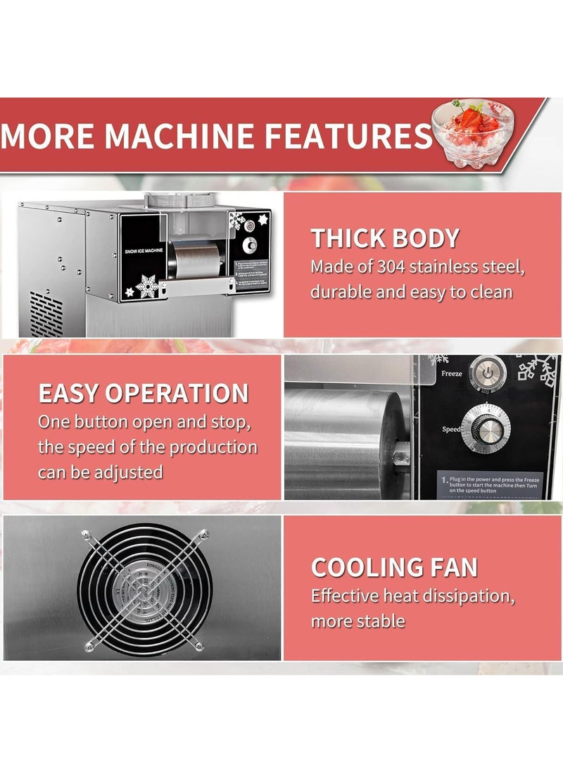 Cool Baby Tabletop Electric Snow Cone Maker, Electric Snow Flake Ice Machine, Knob Speed Adjustment, Ice Production 120kg/24h , for Parties Events Snack Bar, Home and Commercial Use  - Image 4