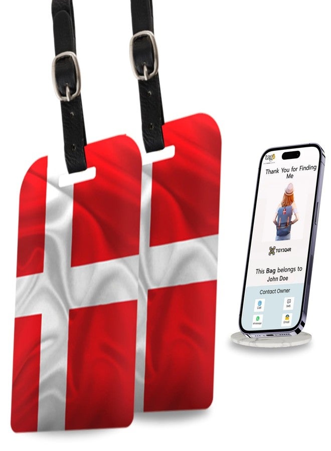 tag8 Bag Security Luggage Tags, 2 Pcs Denmark Flag Bag Tags with Airport Tracer Code, Suitcase Luggage Tags Travel Suitcase Baggage Handbag Tag | Stop Losing, Start Tagging - Image 1