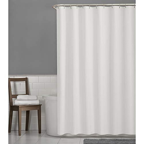 Maytex Norwich Textured Fabric Shower Curtain or Liner, White 72.00" x 70.00" - Image 2