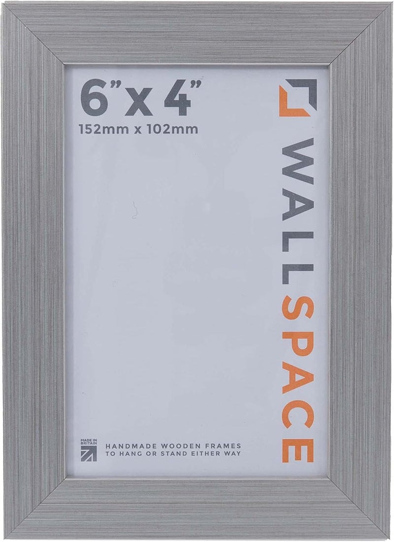 Wall Space 6 x 4 inch photo frame | Modern Silver 4x6 inch photo frames to fit image size 6x4 inches - With REAL GLASS and made from SOLID WOOD this 6 x 4 frame is made here in the UK | 4 x 6 frame Balanced structure - Image 3