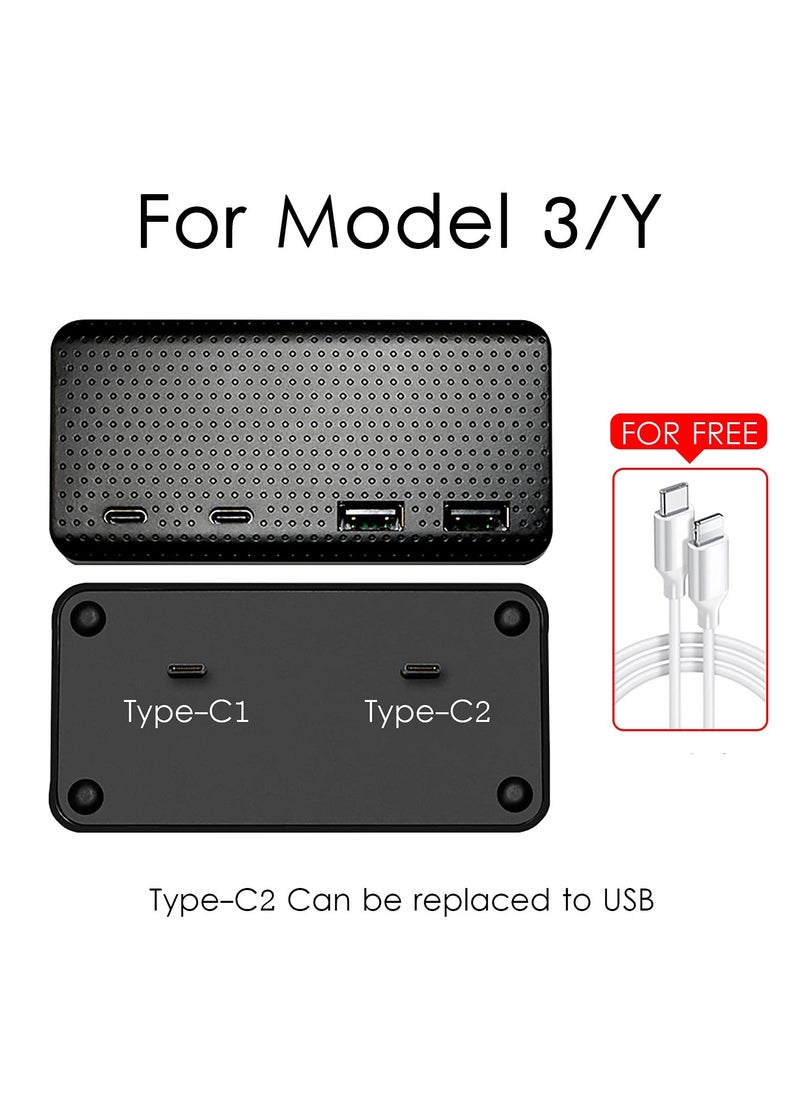 Generic - 4-in-1 USB Hub Center Console Docking Station for Tesla Model 3/Y (2021) - Fast Charge USB PD for Dashcam, Sentry Mode, and Phone (Not Compatible with 2022 Models) - Image 1