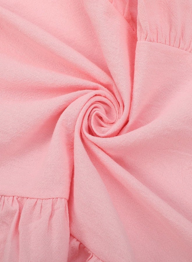 Oudain Pink Ruffle Table Runner Cotton Fabric 118 x 13.8'' Farmhouse Rustic Ruffled Edge Table Runner Wedding Decor for Christmas Holiday Baby Shower Bridal Shower Party - Image 2