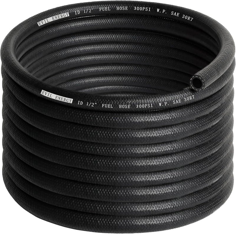 EVIL ENERGY 1/2" Fuel Hose Line Push Lock NBR Rubber SAE 30R7 25FT 300PSI - Image 1
