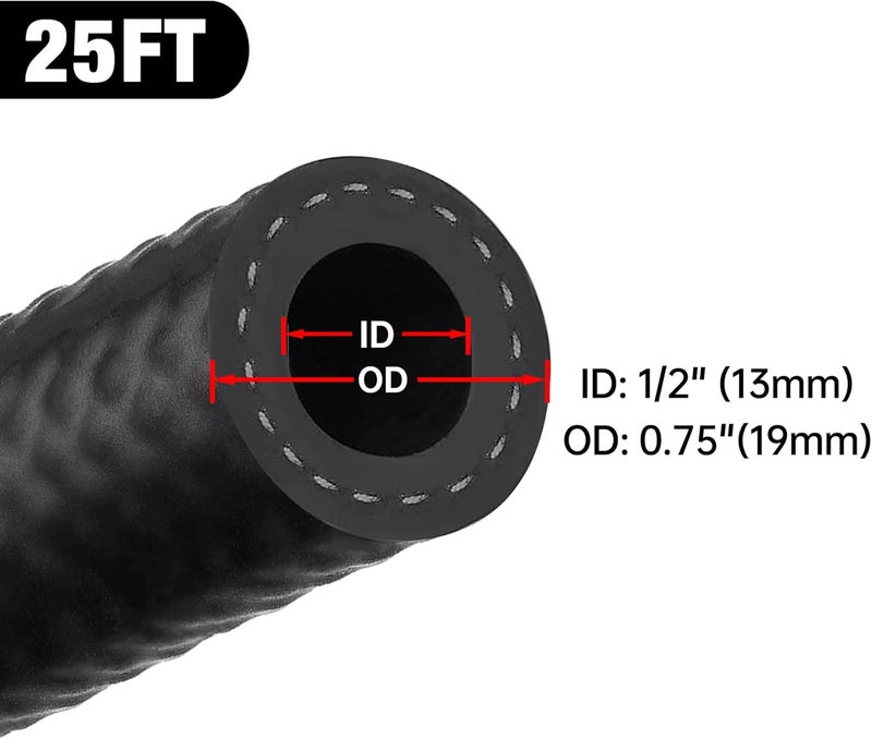EVIL ENERGY 1/2" Fuel Hose Line Push Lock NBR Rubber SAE 30R7 25FT 300PSI - Image 2