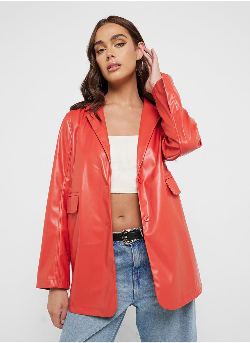 Ginger - Longline Pu Leather Oversize Jacket - Image 1