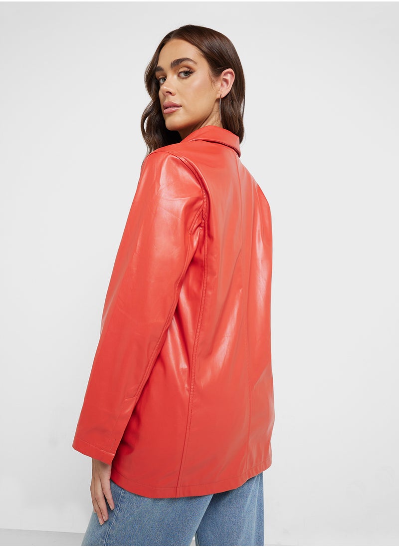 Ginger - Longline Pu Leather Oversize Jacket - Image 1