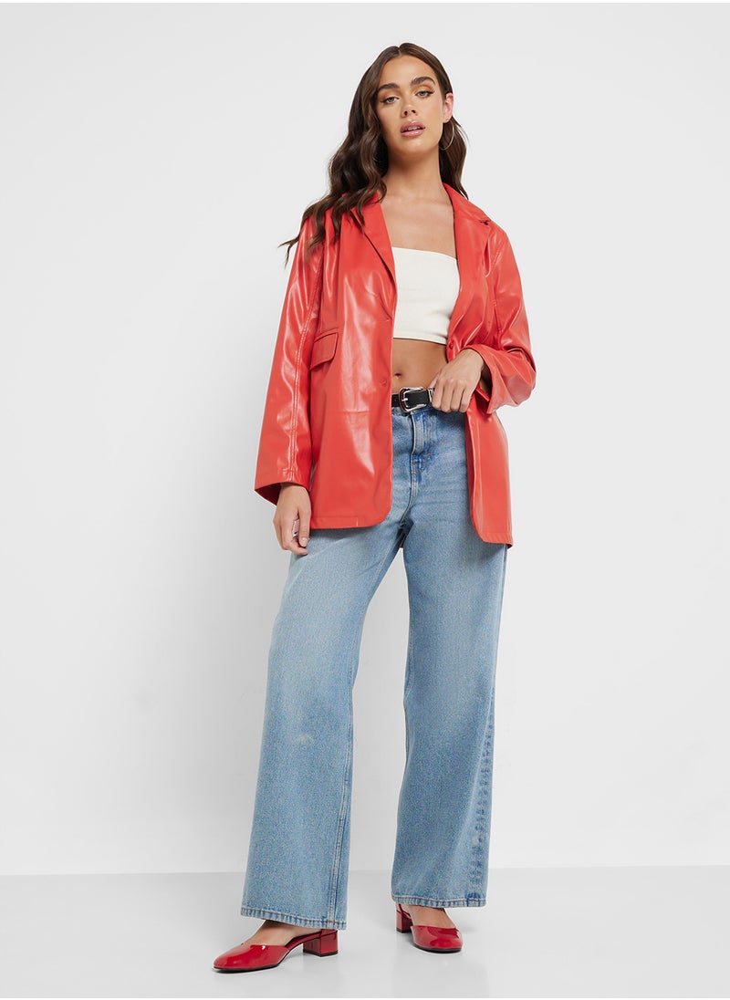 Ginger - Longline Pu Leather Oversize Jacket - Image 1