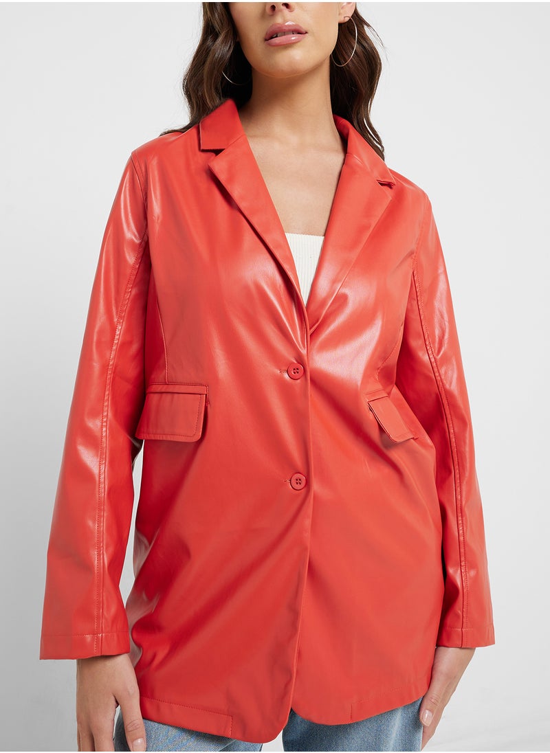 Ginger - Longline Pu Leather Oversize Jacket - Image 1