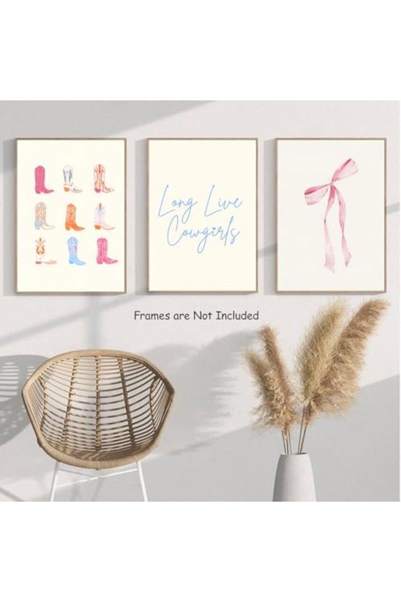 Djmwtb ALAYRA Cowgirl Bow Wall Art Set of 3 (Cowgirl Bow, 12"x16" Poster) - Image 4