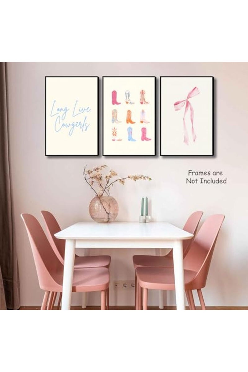 Djmwtb ALAYRA Cowgirl Bow Wall Art Set of 3 (Cowgirl Bow, 12"x16" Poster) - Image 2