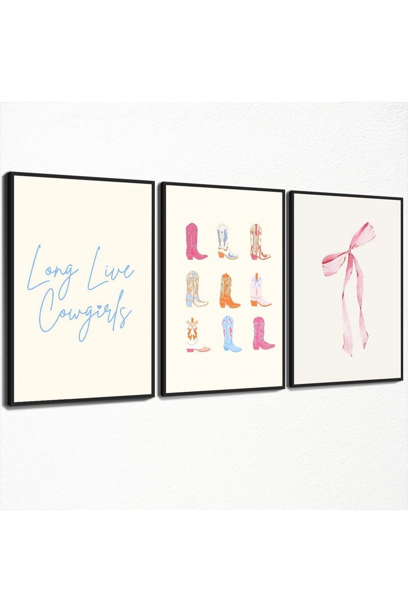Djmwtb ALAYRA Cowgirl Bow Wall Art Set of 3 (Cowgirl Bow, 12"x16" Poster) - Image 1
