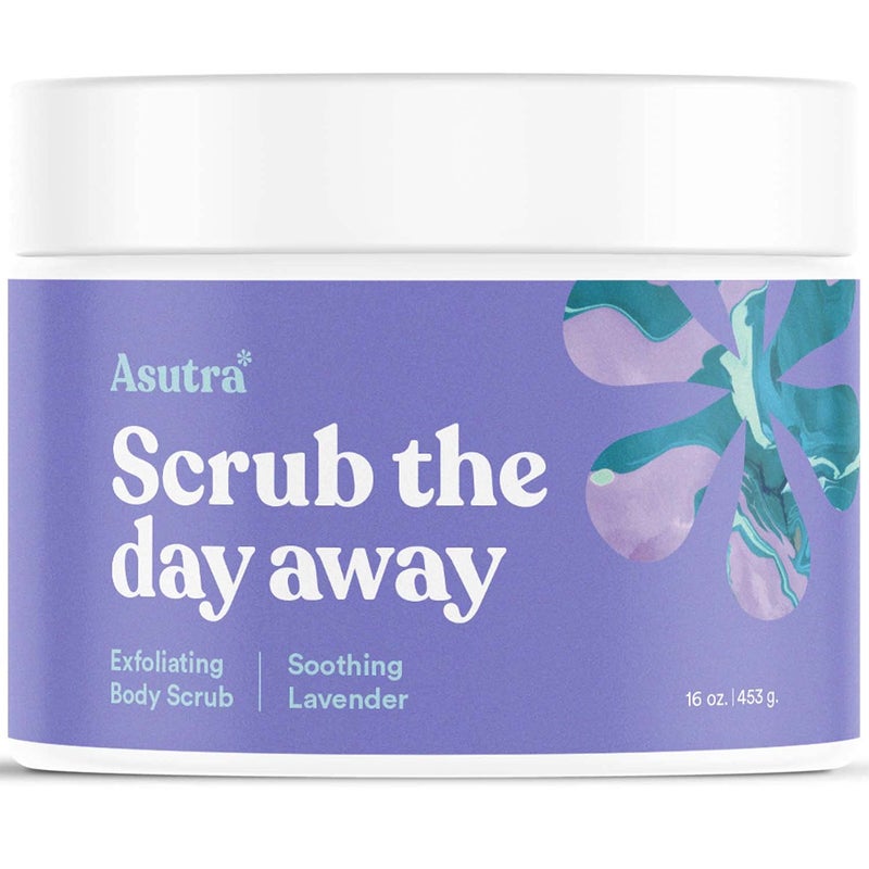 ASUTRA Dead Sea Salt Essential Oil Body Scrub Exfoliator (Soothing Lavender), 16 oz - Ultra Hydrating, Gentle, & Moisturizing - Coconut, Lavender, and Bergamot Oils - Image 1
