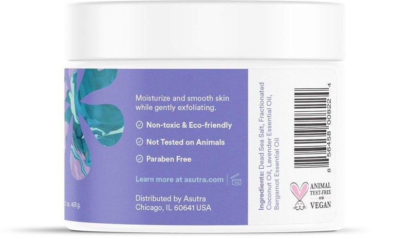 ASUTRA Dead Sea Salt Essential Oil Body Scrub Exfoliator (Soothing Lavender), 16 oz - Ultra Hydrating, Gentle, & Moisturizing - Coconut, Lavender, and Bergamot Oils - Image 3