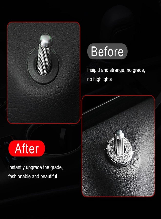 Sodcay 4 Pack Bling Car Inner Door Lock Covers, Rhinestones Pull Rod Bolt Decoration Stickers, Auto Universal Sparkly Door Bolt Cap, Compatible with Mercedes-Benz A/B/C/D/E Class (White) - Image 4
