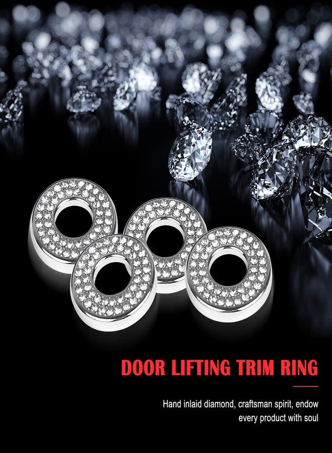 Sodcay 4 Pack Bling Car Inner Door Lock Covers, Rhinestones Pull Rod Bolt Decoration Stickers, Auto Universal Sparkly Door Bolt Cap, Compatible with Mercedes-Benz A/B/C/D/E Class (White) - Image 3