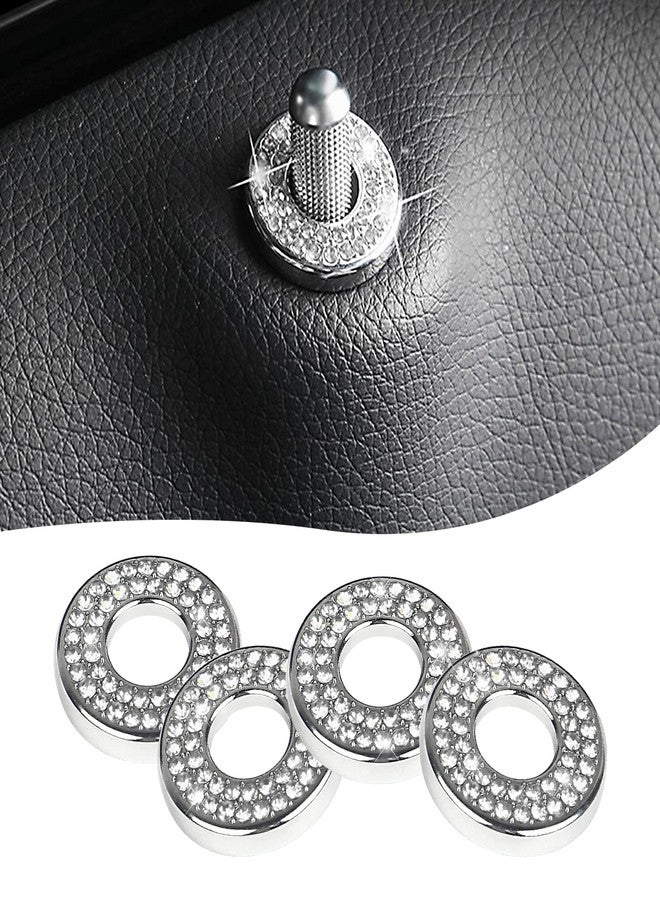 Sodcay 4 Pack Bling Car Inner Door Lock Covers, Rhinestones Pull Rod Bolt Decoration Stickers, Auto Universal Sparkly Door Bolt Cap, Compatible with Mercedes-Benz A/B/C/D/E Class (White) - Image 1