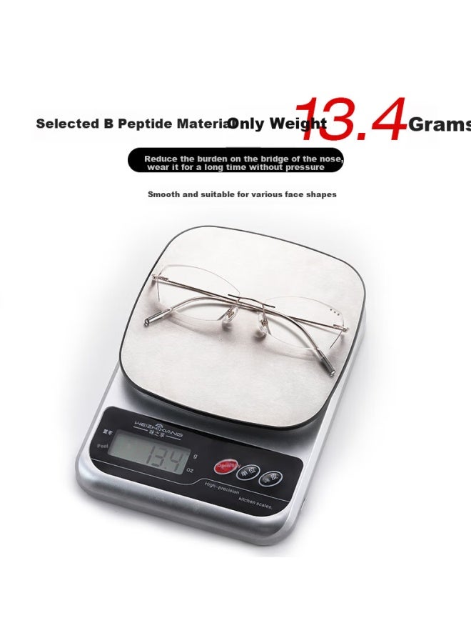 Eyes Moshe Pure Titanium Ultra-light Progressive Reading Gl Women Rimless Cut Edge High Definition Fashion Anti-blue Light Anti-aging Titanium - Image 2