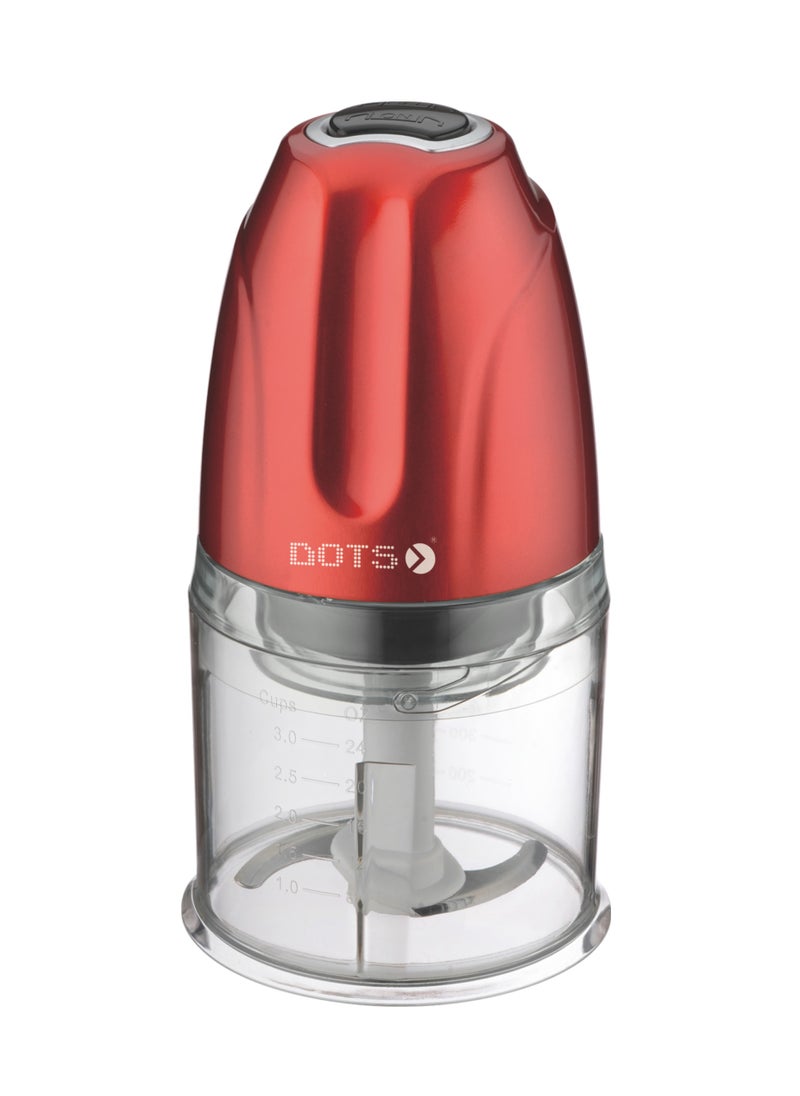DOTS Dots Electric Vegetables Chopper 300W, 0.5 L, 2 Speed, 2 Stainless Steel Blades, Red - CP-085 