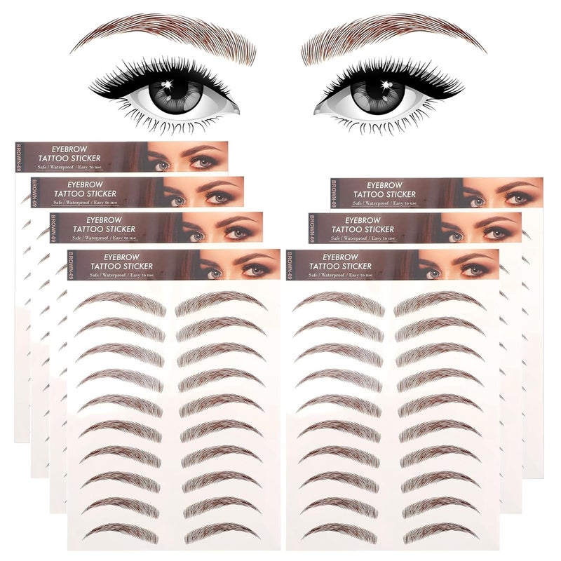 Molain Eyebrow Tattoos Stickers 7 PCS Waterproof Tattoo Color Fake Eyebrows Tattooed Stencils Instant Transfer False Brows Shape Grooming Shaping Temporary Brow Peel Off Tint Paper For Women(brown)