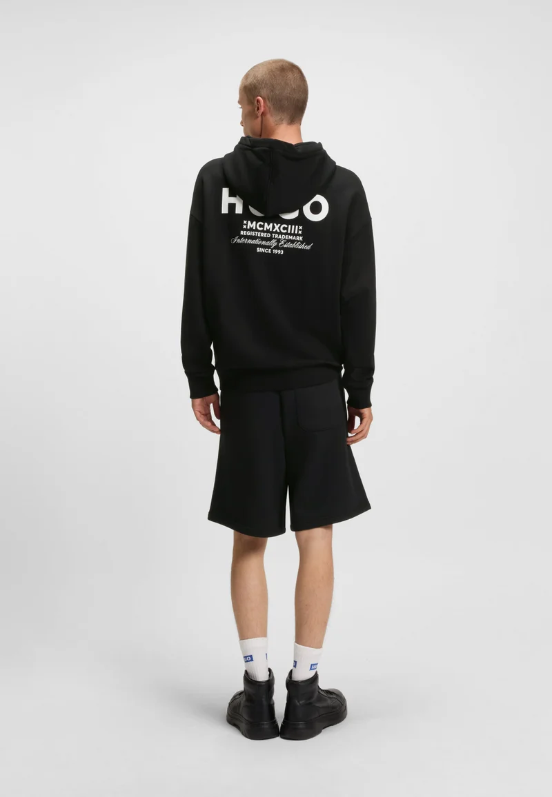 HUGO Loose-fit shorts in cotton terry with logo print