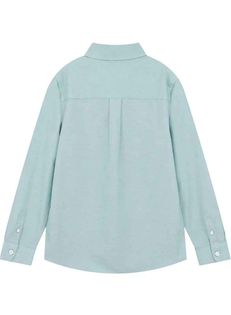 جيوردانو Kid's Cotton Oxford Long Sleeve Shirt with Embroidery