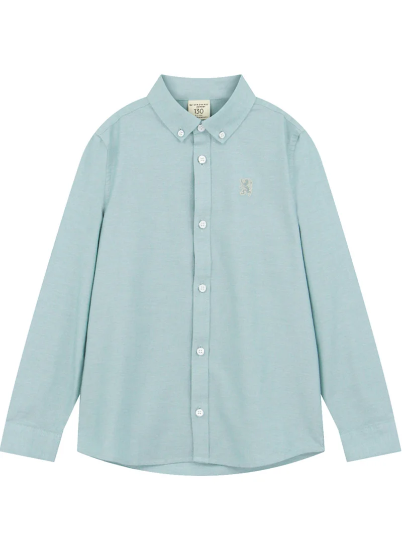 جيوردانو Kid's Cotton Oxford Long Sleeve Shirt with Embroidery