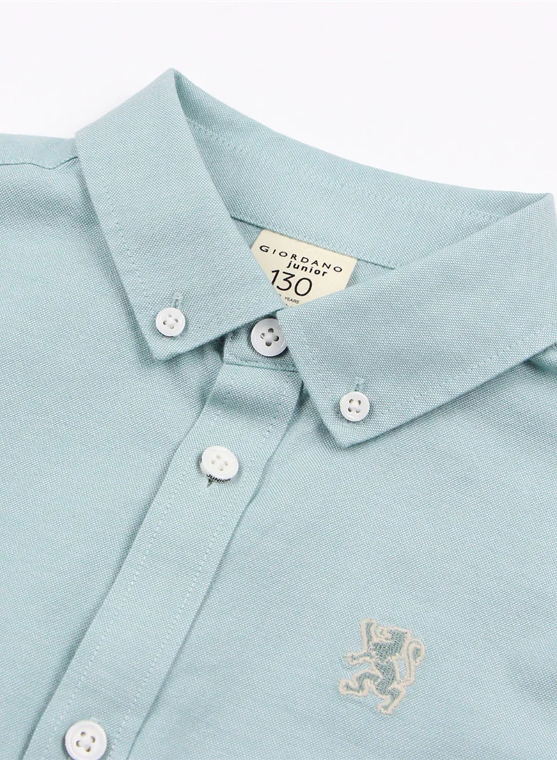 GIORDANO  Kid's Cotton Oxford Long Sleeve Shirt with Embroidery  | Best Price UAE