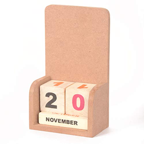 IVEI DIY MDF Perpetual Calendar Wooden Craft - MDF Mini Wooden Calendar - Plain MDF Blank Desk Calendar for Painting Wood Sheet Craft, Decoupage, Resin Art Work & Decoration (Straight) - Image 1