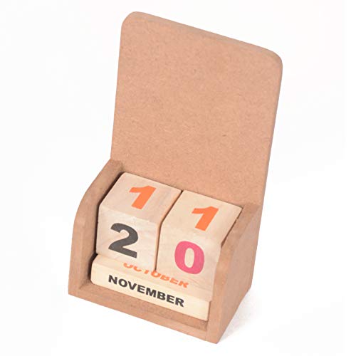 IVEI DIY MDF Perpetual Calendar Wooden Craft - MDF Mini Wooden Calendar - Plain MDF Blank Desk Calendar for Painting Wood Sheet Craft, Decoupage, Resin Art Work & Decoration (Straight) - Image 2